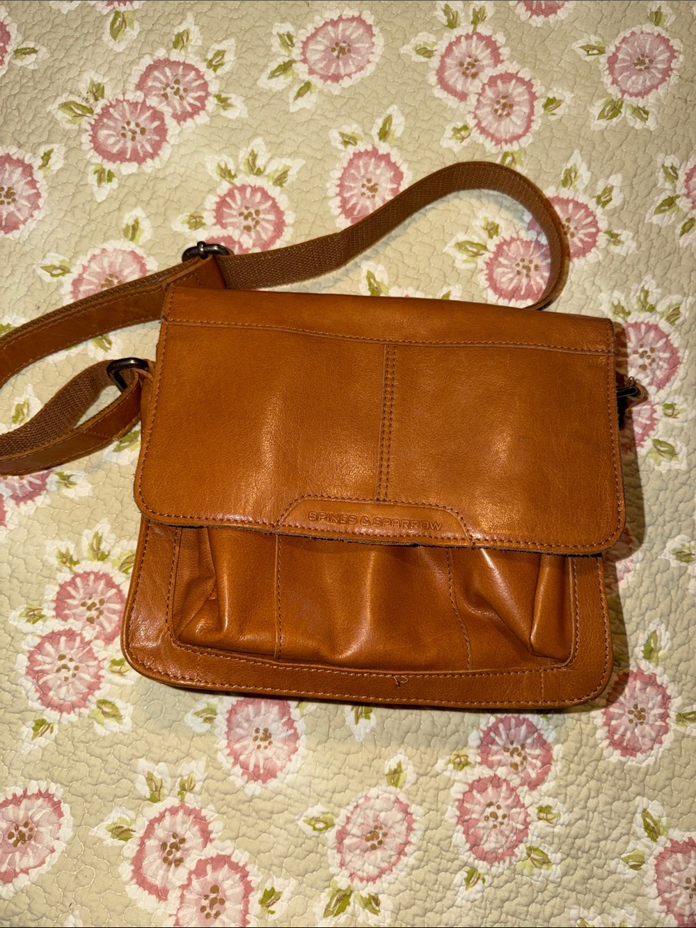 Spikes & Sparrow Genuine Leather Crossbody Bag in Cognac Brown